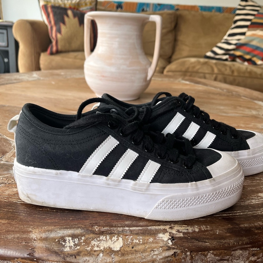 Adidas Nizza platform sneaker.  Black.  Size 8.